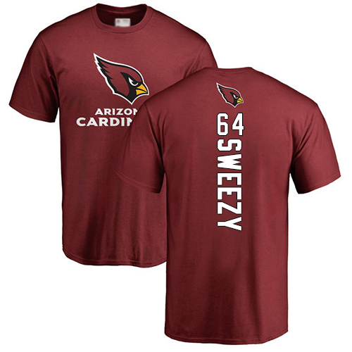 Arizona Cardinals Men Maroon J.R. Sweezy Backer NFL Football #64 T Shirt